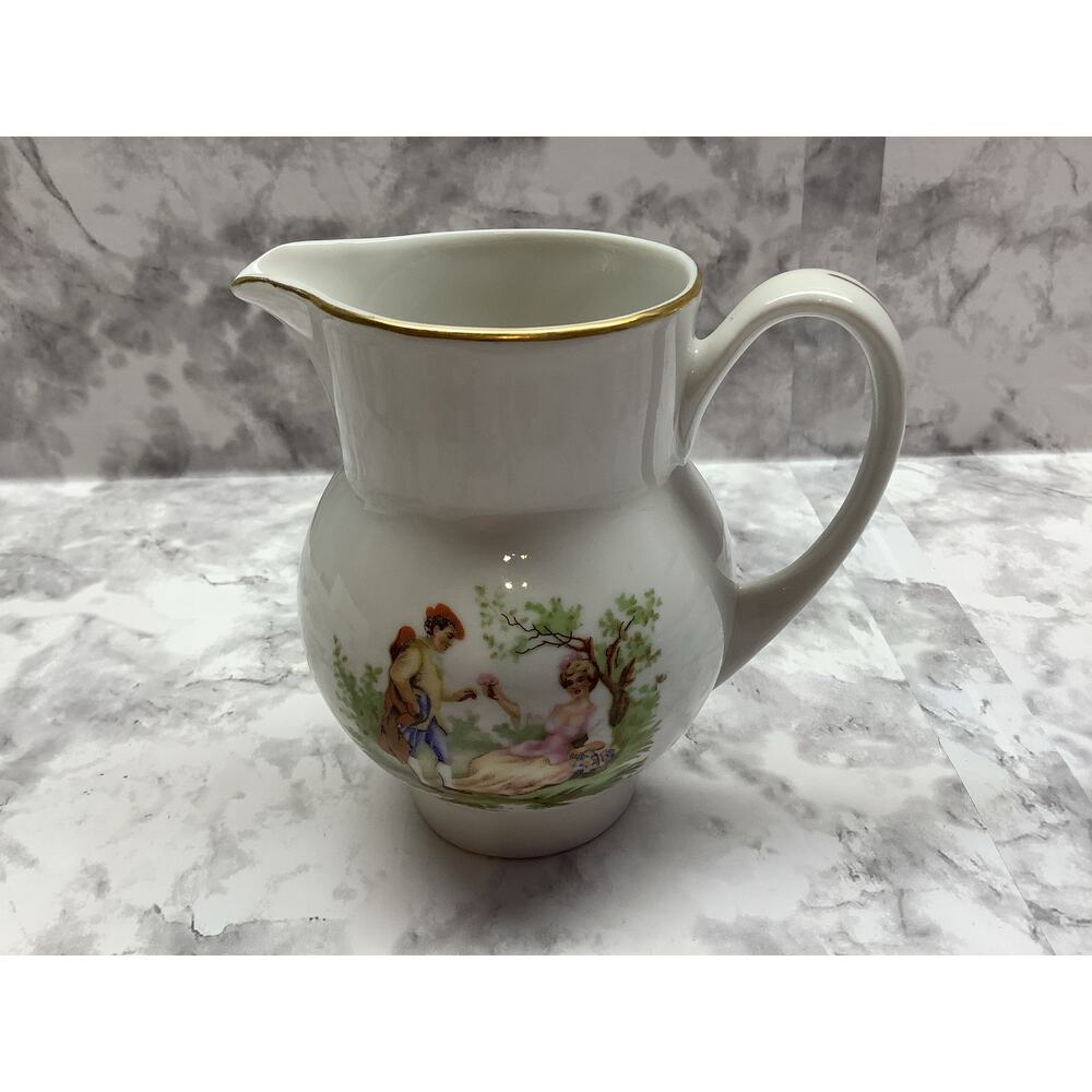 Cmielow Porcelain Creamer - Vintage - Courting Couple Gold Trimmed Creamer